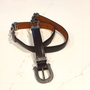 Brighton Brown Leather And Silver Loop Belt Silver Buckle Size M Vintage